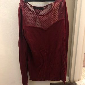 Burgundy sweater with lace on top